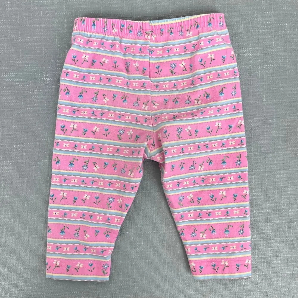 Vintage OshKosh Pink Floral Leggings 12 Months USA